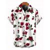 Vacation Couple Outfit Rose Print Crossover Swimwear Set and Shirt Set - Blanc S | US 4