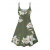 Robe de vacances à imprimé floral Lily et bretelles spaghetti - Vert Armée XXXXXL | US 20