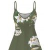 Robe de vacances à imprimé floral Lily et bretelles spaghetti - Vert Armée XXXXXL | US 20