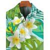 Chemise de vacances pour homme, imprimé feuilles tropicales de frangipanier, boutonnée - Vert clair 5XL