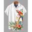 Chemise de vacances pour homme à imprimé floral et feuilles de perroquet, boutonnée - Blanc XL