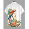 Chemise de vacances pour homme à imprimé floral et feuilles de perroquet, boutonnée - Blanc XL