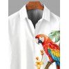 Chemise de vacances pour homme à imprimé floral et feuilles de perroquet, boutonnée - Blanc XL