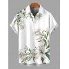Chemise de vacances pour homme à imprimé floral lys et feuilles, boutonnée - Vert Armée 5XL