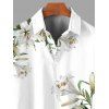 Chemise de vacances pour homme à imprimé floral lys et feuilles, boutonnée - Vert Armée 5XL