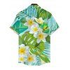 Vacation Couple Outfit Frangipani Tropical Leaf Print Belt Dress and Shirt Set - Vert clair S | US 4