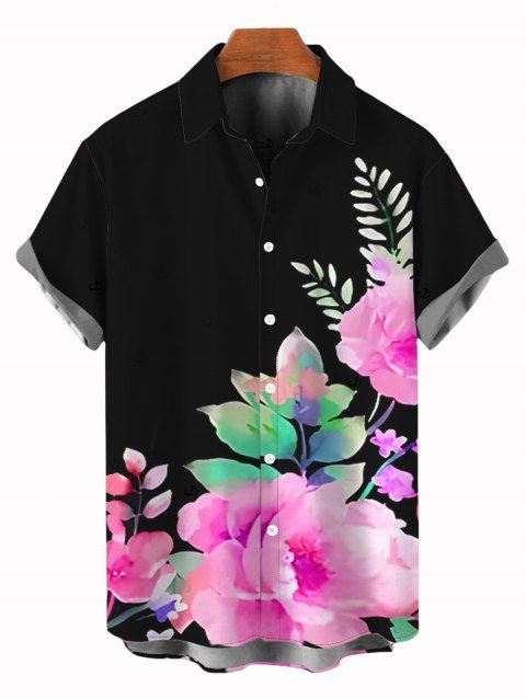 Chemise homme à imprimé floral et feuilles pour les vacances