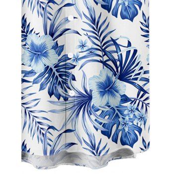 Vacation Couple Outfit Outfit Tropical Flower Print Ruched Bottom Swimwear and Shirt Set