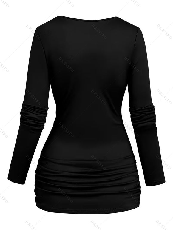 Winter Outfit Solid Color Buckle Crossover Top and Grommet Leggings Set - Noir S | US 4