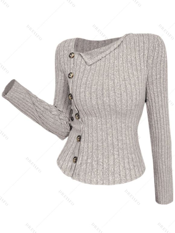 Winter Outfit Solid Color Mock Button Slit Top Skinny Jeans and Boots Set - Abricot S | US 4