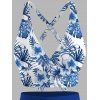 Vacation Couple Outfit Outfit Tropical Flower Print Ruched Bottom Swimwear and Shirt Set - Bleu profond S | US 4