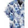 Vacation Couple Outfit Outfit Tropical Flower Print Ruched Bottom Swimwear and Shirt Set - Bleu profond S | US 4