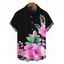 Chemise homme à imprimé floral et feuilles pour les vacances - Noir 5XL