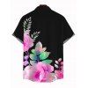 Chemise homme à imprimé floral et feuilles pour les vacances - Noir 5XL