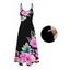 Robe de vacances imprimée de fleurs et de feuilles, à poches et bretelles spaghetti, robe longue - Noir M | US 6