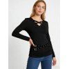 Winter Outfit Solid Color Buckle Crossover Top and Grommet Leggings Set - Noir S | US 4