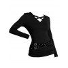 Winter Outfit Solid Color Buckle Crossover Top and Grommet Leggings Set - Noir S | US 4