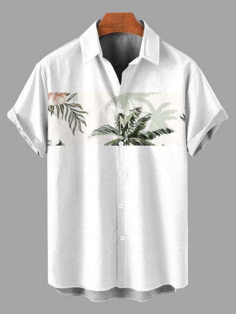 Chemise de vacances pour homme, imprimé floral et cocotier, à boutons