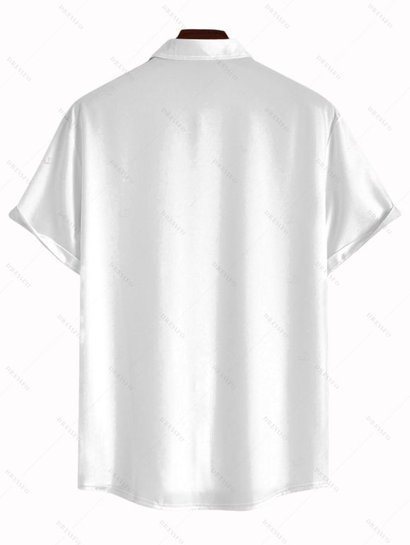 Chemise de vacances pour homme, imprimée cocotier, à boutons - Blanc 5XL