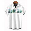 Chemise de vacances pour homme, imprimée cocotier, à boutons - Blanc 5XL