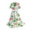Robe de vacances à ceinture imprimée de fleurs et de cocotiers - Vert clair L | US 8-10