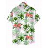 Chemise de vacances pour homme, imprimé floral coloré avec cocotier, à boutons - Vert clair 5XL