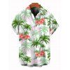 Chemise de vacances pour homme, imprimé floral coloré avec cocotier, à boutons - Vert clair 5XL