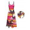 Robe de vacances à imprimé cocotier et fines bretelles ombrées - Rose Vif XXL | US 14