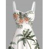 Robe de vacances à imprimé floral et cocotiers, robe froncée - Vert clair XXXXXL | US 20