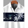 Chemise de vacances pour homme, imprimé bateau et cocotier, à boutons - Bleu de Minuit 5XL