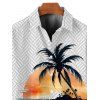Chemise de plage pour homme à rayures ombrées, imprimé vagues et cocotiers, boutonnée - Blanc L