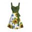Robe de vacances à imprimé tournesol colorblock et ceinture froncée - PLANT GREEN XXXXXL | US 20