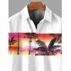 Chemise de vacances pour homme, imprimé cocotier, dégradé de couleurs, à boutons - Rose Vif 5XL
