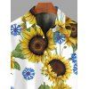 Chemise de vacances pour homme, imprimé feuilles de tournesol, boutonnée - PLANT GREEN 5XL