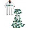 Vacation Couple Outfit for Beach Coconut Tree Print Belt Dress and Shirt Set - Blanc S | US 4