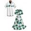 Vacation Couple Outfit for Beach Coconut Tree Print Belt Dress and Shirt Set - Blanc S | US 4