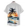 Vacation Couple Outfit Shadow Stripe Coconut Tree Wave Print Dress and Shirt Set - Blanc S | US 4