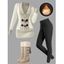 Winter Outfit Contrast Color Mock Horn Button Sweater Fleece-Lined Leggings and Boots Set - Gris Clair S | US 4