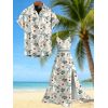 Couple Outfit for Vacation Hibiscus Floral Leaf Print Slit Dress and Shirt Set - Vert clair S | US 4