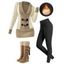 Winter Outfit Contrast Color Mock Horn Button Sweater Fleece-Lined Leggings and Boots Set - Bronze S | US 4