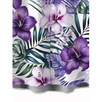 Vacation Couple Outfit Floral Leaf Print High Low Dress and Shirt Set