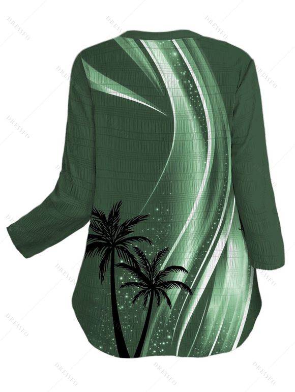 Chemise de vacances à imprimé cocotier et manches retroussables. - Vert profond XXL | US 14