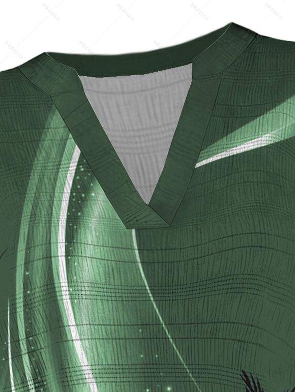 Chemise de vacances à imprimé cocotier et manches retroussables. - Vert profond XXL | US 14