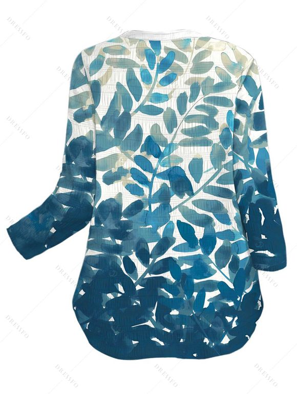Chemise de vacances à manches retroussables et imprimé feuilles intégral - Pers XXL | US 14