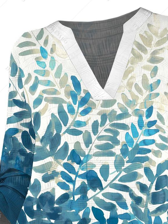 Chemise de vacances à manches retroussables et imprimé feuilles intégral - Pers XXL | US 14