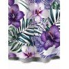 Vacation Couple Outfit Tropical Hibiscus Palm Leaf Print High Low Dress and Shirt Set - Violet clair S | US 4