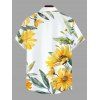 Vacation Couple Outfit Sunflower Leaf Print Hollow Out Slit Dress and Shirt Set - Jaune S | US 4