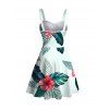 Robe de vacances à imprimé floral et feuilles, buste froncé - Vert clair XXXXXL | US 20