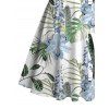 Robe de vacances à imprimé floral lavande et feuilles, buste froncé - Blanc S | US 4