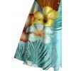 Robe de vacances mini froncée à imprimé floral coloré et feuilles de cocotier - Vert clair M | US 6